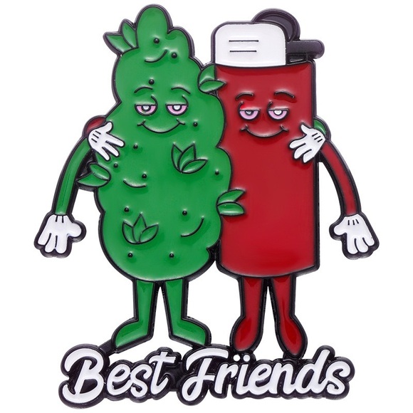 Jewelry - Best Friends Enamel Pin – Weed Bud & Lighter Cartoon Brooch